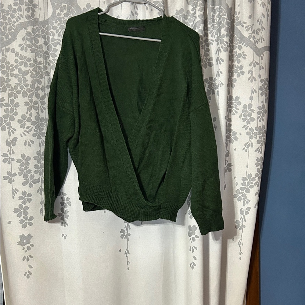 Green V-Neck Women's Sweater